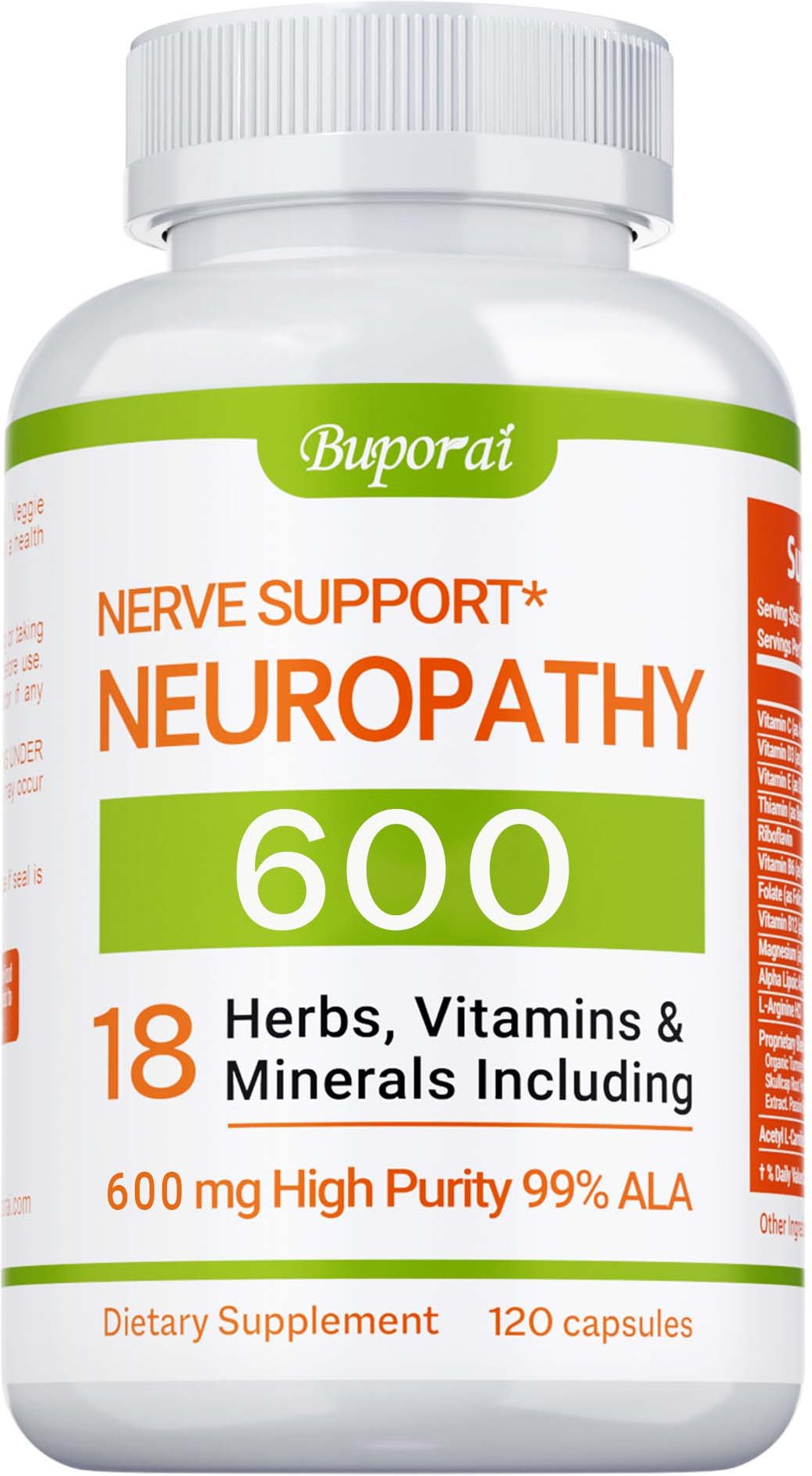 Naturliga nervvitamin-kapslar, nervstöd, lämpliga för vuxna, veganska, GMO-fria. 120 white