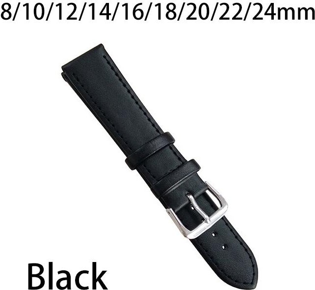 Klocka Läderarmband Klockor Band 8 mm 10 mm 12 mm 14 mm 16 mm 18 mm 20 mm 22 mm 24 mm För Kvinnor Män Klockarmband Svart Brunt klockbälten 10MM black