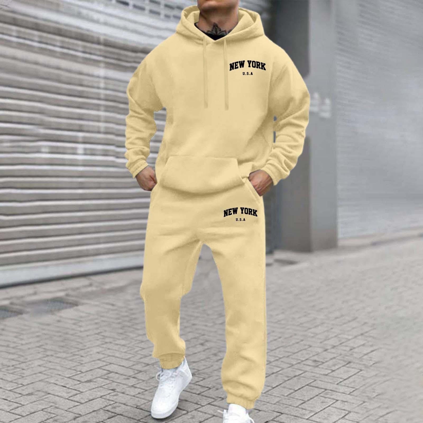 Herr- och Dam Street Sammet Huvförsedd Tryckt Sweatshirt Hoodie Byxor Kostym L