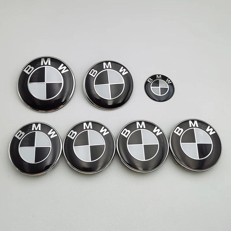 7 st BMW Emblemsats 82mm 74mm 45mm 56mm 68mm Bil Främre Motorhuv Logotyp Bakre Bagagelucka Märke Hjul Centrum Navkapslar Ratt Klistermärke 82 74 56x4 45