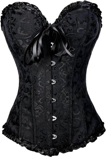 Damer Snörning Sexig Blommig Benad Korsett Över bysten Kroppsformare Bustier Underkläder Kroppsformare Topp Korsetter Topp S svart