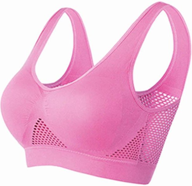 Plus size S-6XL Dam Yoga Sport BH Andas Fitness Löpning Aktiv Väst Vadderade Crop Tops Underkläder gym Yoga Top BH:ar 2XL pink