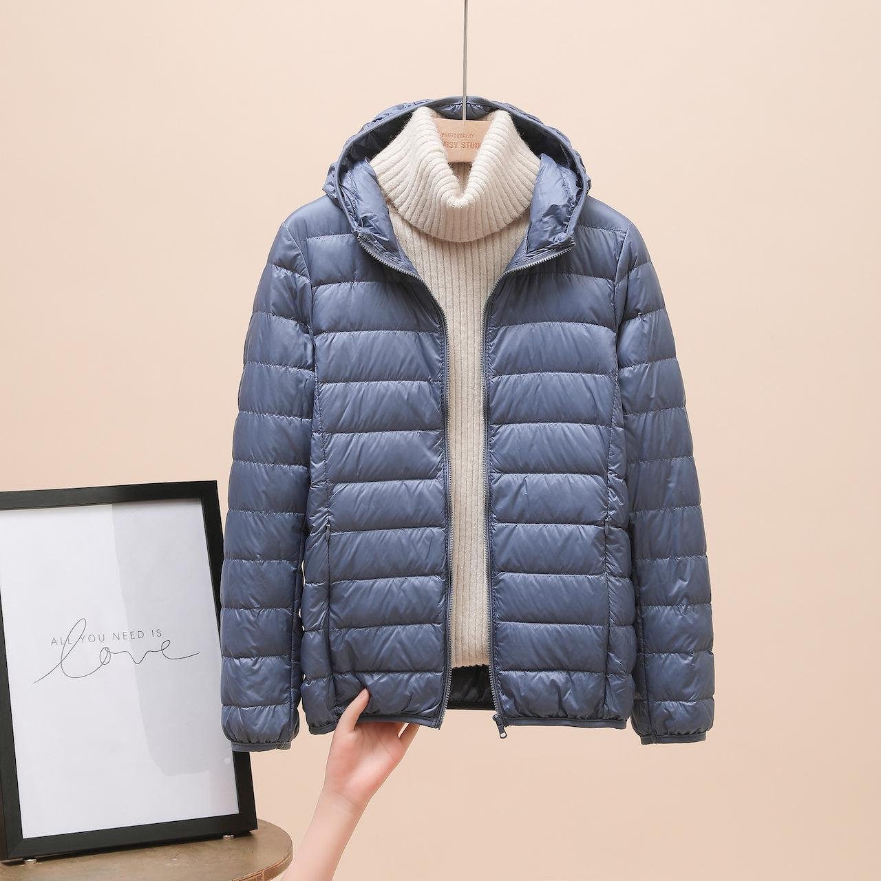 Damkläder Ultralätt dunjacka Dam Vinter Varm Kappa Lätta Varma Jackor Dam Huvförsedd Parka 8XL gray