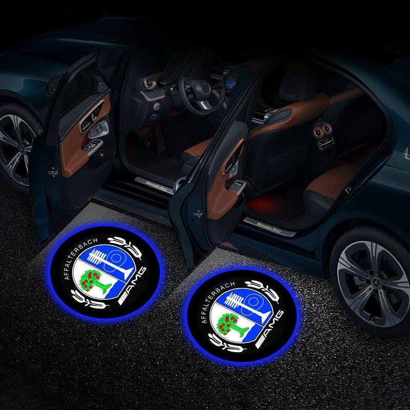 2 st/Set HD LED Välkomstljus Bil Dörr Projektorlampor Biltillbehör För Mercedes Benz C63 W117 Cla45 W205 W212 E63 W207 W176 A45 X156 Gla45 AMG Apple black