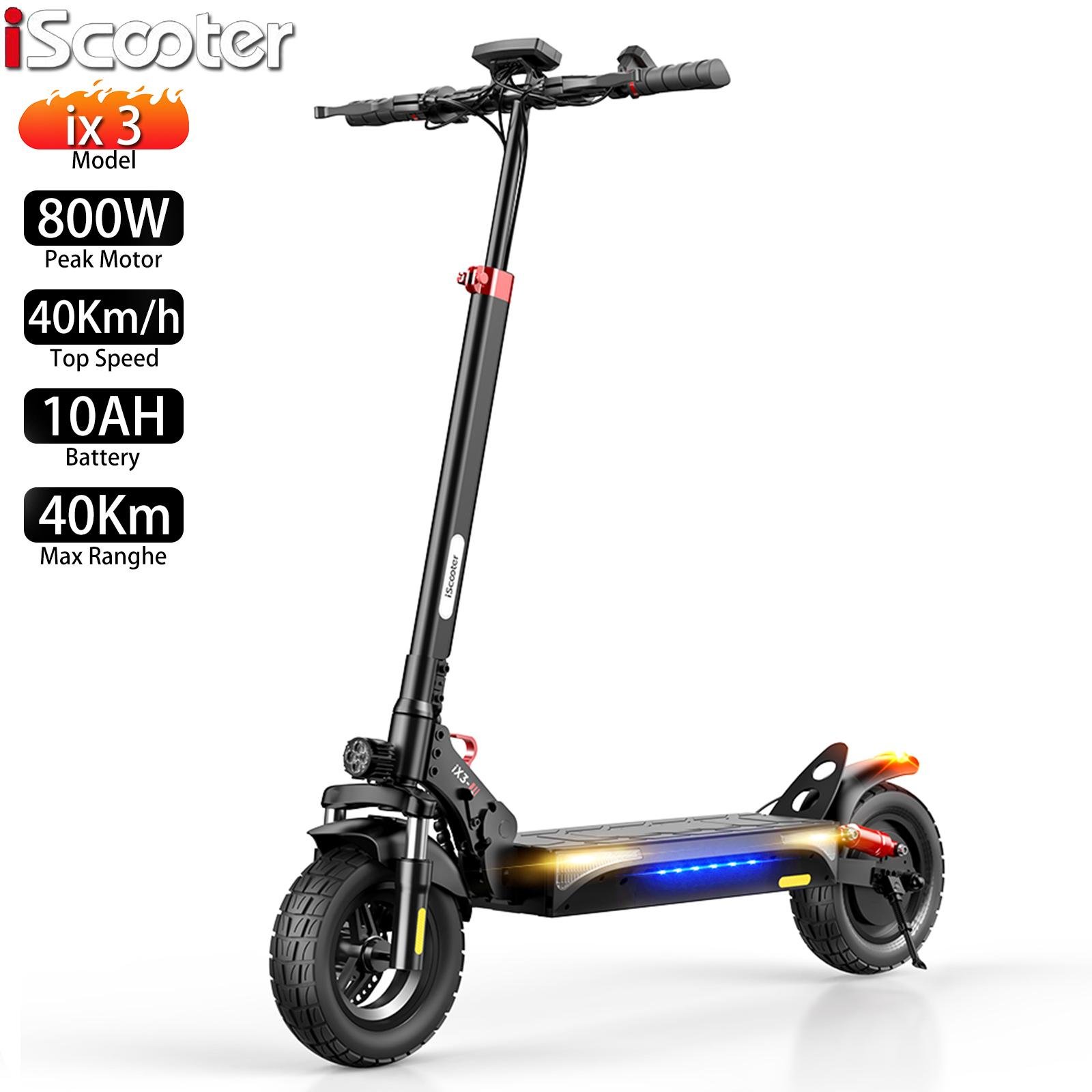 Elektrisk Scooter Vuxen iScooter ix3 800W Motor Elektrisk Scooter Hopfällbar Topphastighet 40Km/h 48V 10AH Räckvidd 40Km Last 120Kg svart