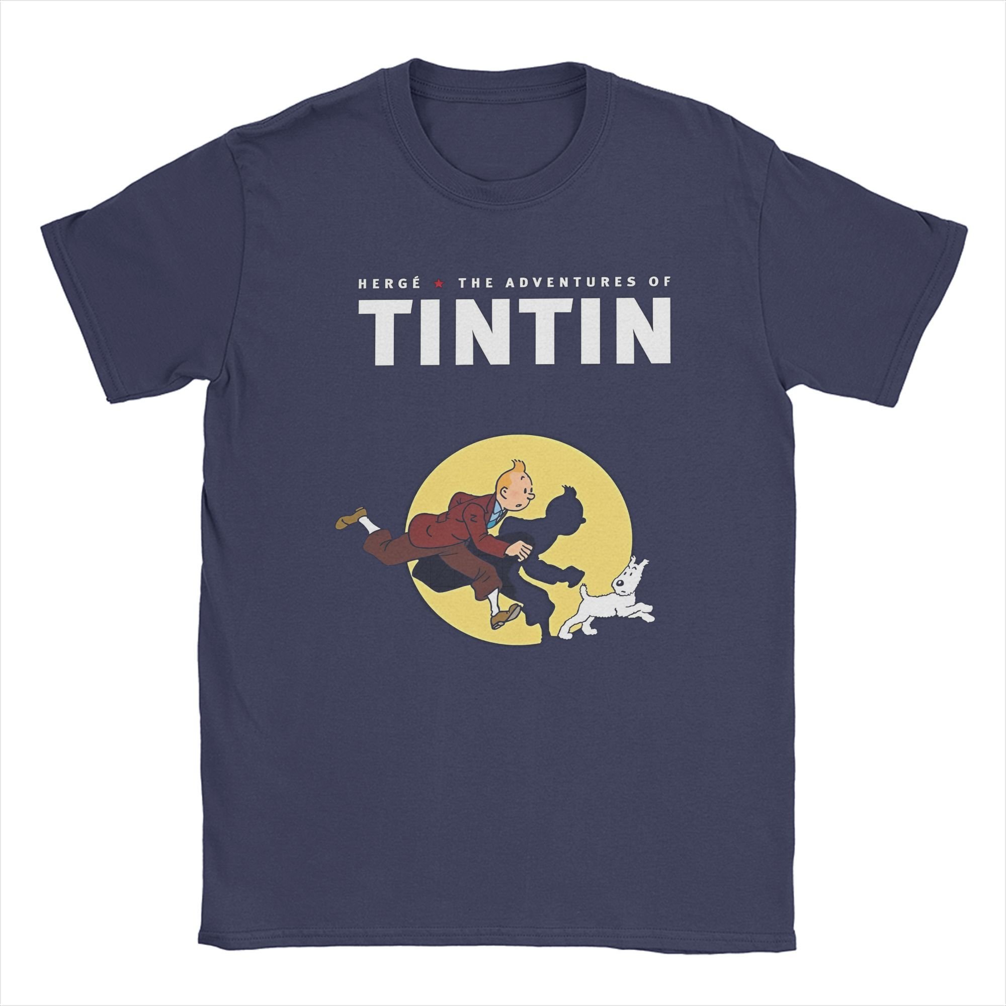 Tin Teen Serietidningshjältar T-shirt för Män Spel Tecknad Novelty T-shirts Rundhals Kortärmad T-shirts Grafiskt Tryckta Kläder L marinblå färg