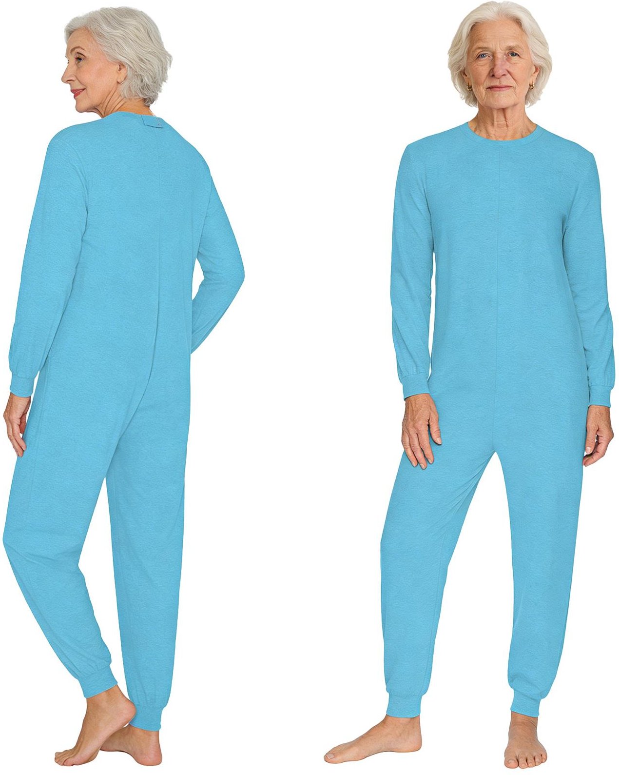 M-3XL Unisex Anpassningsbar Jumpsuit för Äldreomsorg: Jumpsuit med anti-strip bakre dragkedja, lång ärm och byxor för särskilda behov 3XL ljusblå färg