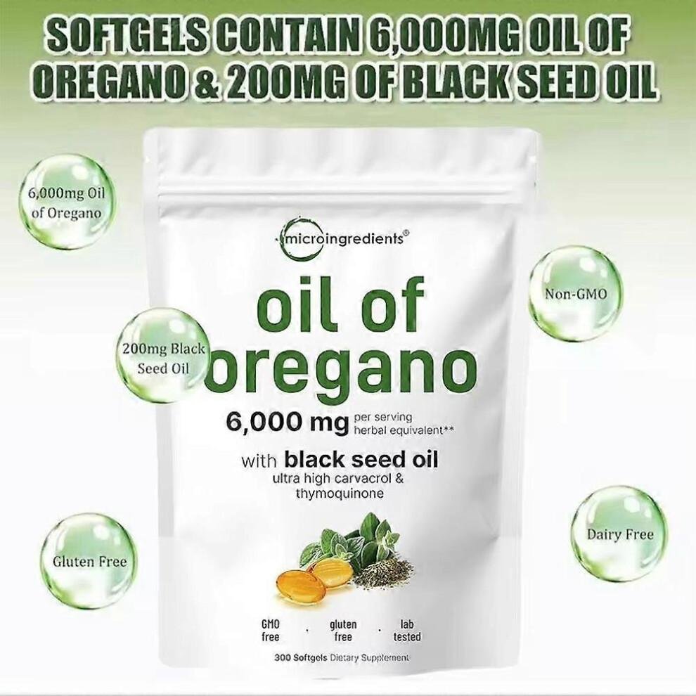 Oreganoolja Svartkumminolja 6000 mg Näringsgeler & Tuggtabletter 180/300 Stycken 3packs