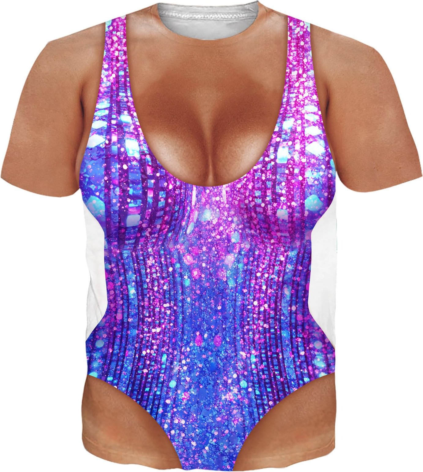 Ny Rolig Bikini T-shirt Falska Magmuskler Muskler 3D-tryck Herr Dam Kortärmade T-shirts Överdimensionerade Harajuku Y2K T-shirts Toppar Barnkläder 4XL purple