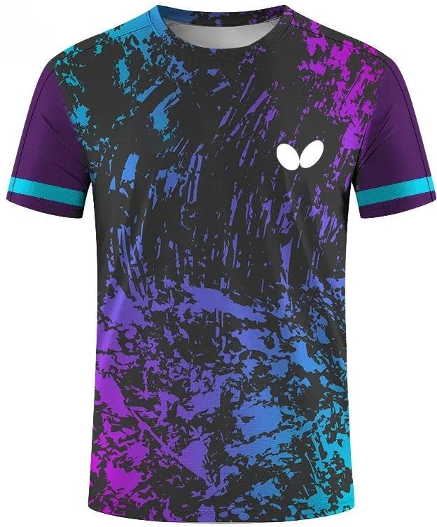 Herr T-shirt Snabbtorkande Sport Tenniskläder Mode 3D-tryck Badmintonuniformer Dam Tränings T-shirt Herrtoppar T-shirts M black