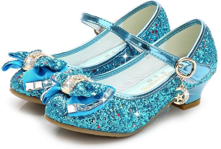 Barn Princess Skor för flickor Sandaler Högklackat Glitter Shiny Rhinestone Enfants Fille Kvinnliga Festklänning Skor 26 white