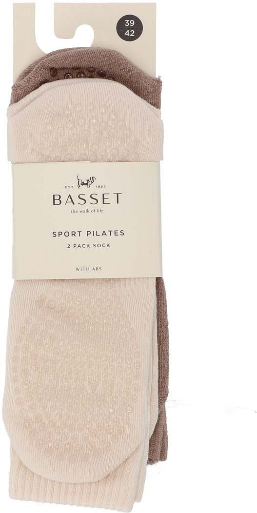 Dames hoge pilates sokken met antislip - Cream / Beige Melange - 39-42 - 2 paar