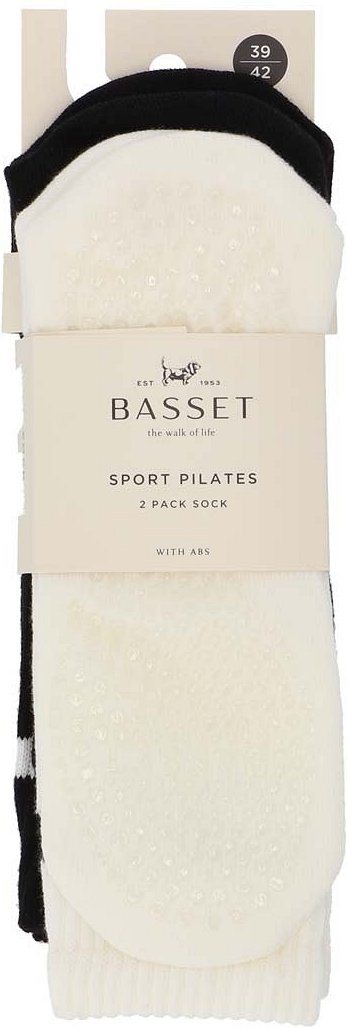 Dames hoge pilates sokken met antislip - Off White / Black - 35-38 - 2 paar