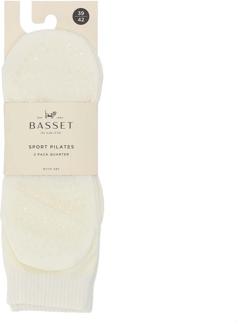 Dames pilates quartersokken met antislip - Off White - 39-42 - 2 paar