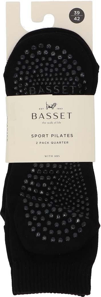 Dames pilates quartersokken met antislip - Black - 39-42 - 2 paar