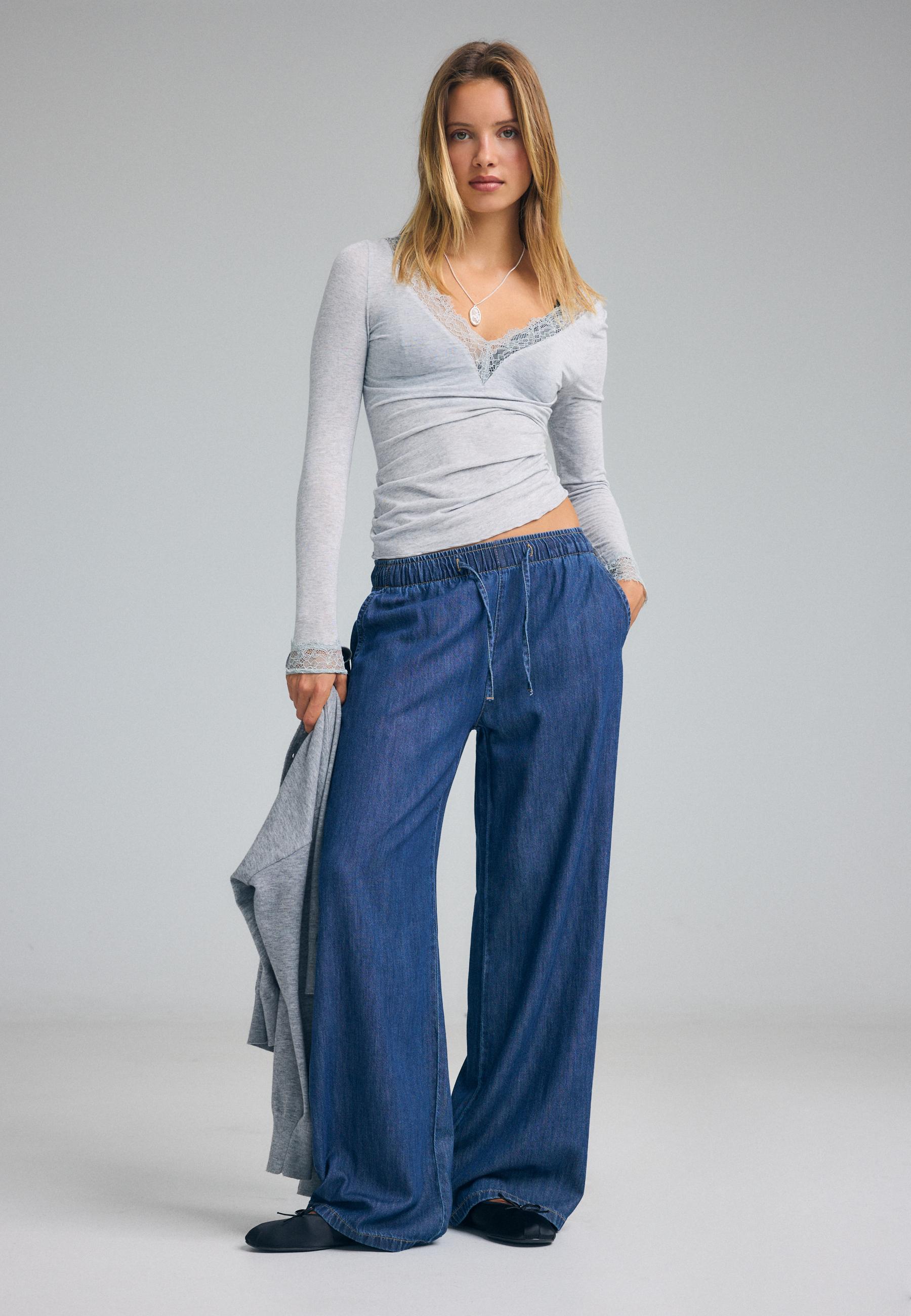 Stradivarius Fina Jeansbyxor Med Dragsko