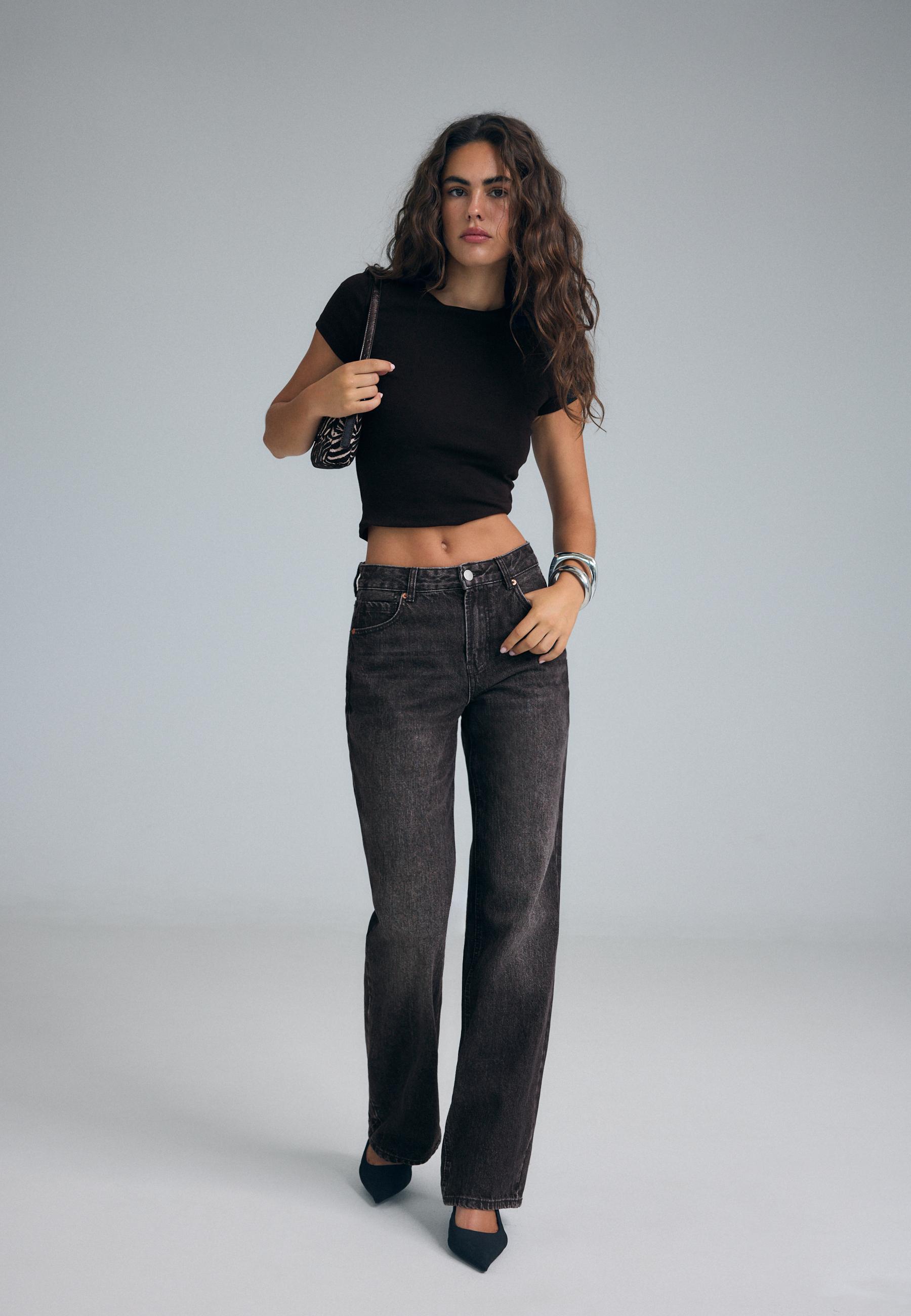 Stradivarius D92 Jeans Straight Wide Med Revor